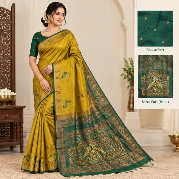 Mustard_Green_Saree_Tissue_For_women
