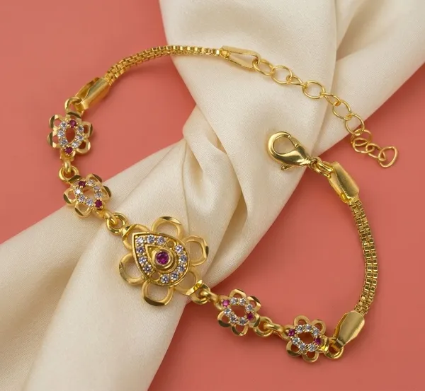 Gold_Tone_Floral_Embellished_Bracelet_for_Women