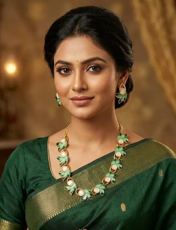 Green_Gold_Tone_Floral_Necklace_Set_for_Women