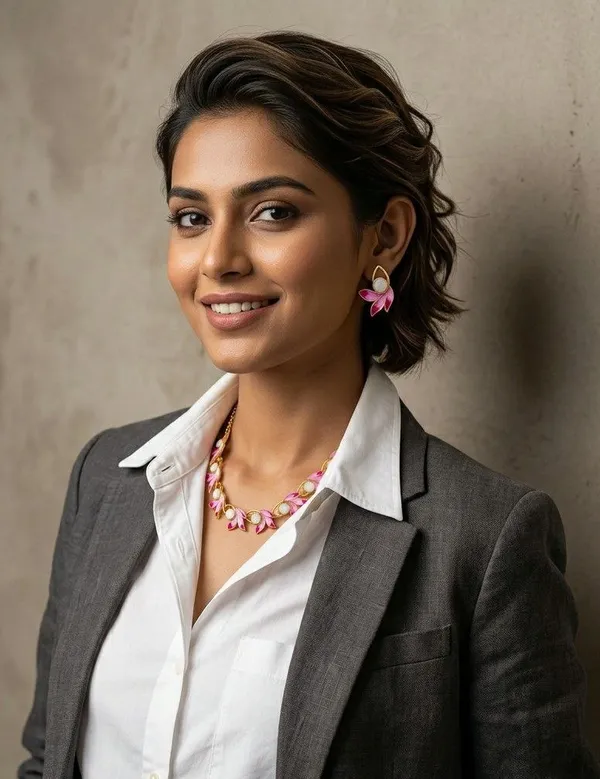 Pink_Gold_Tone_Floral_Necklace_And_Earrings_Set_for_Women