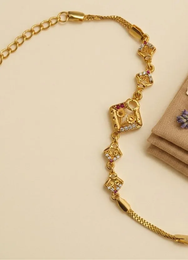 Gold_Tone_CZ_Ruby_Bracelet_for_Women