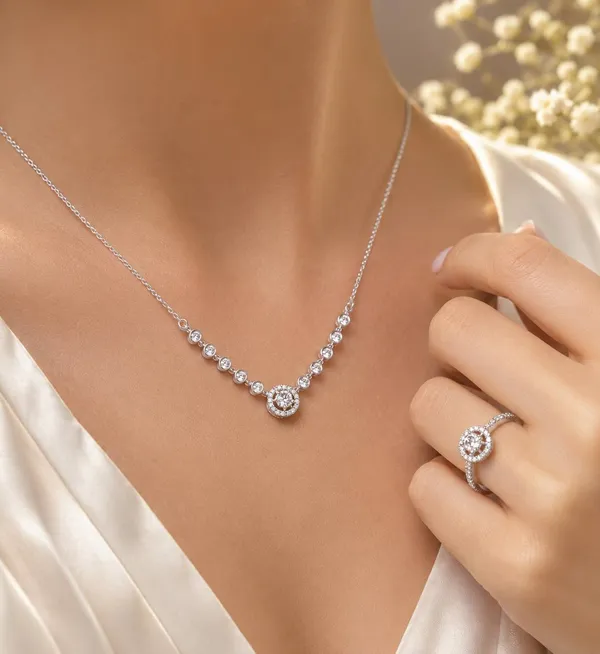 Premium_Silver_Plated_American_Diamond_Halo_Pendant_Necklace_and_Matching_Ring_Jewellery_Set_for_Women