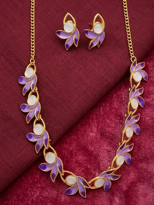 Purple_Gold_Tone_Floral_Necklace_And_Earrings_Set_for_Women
