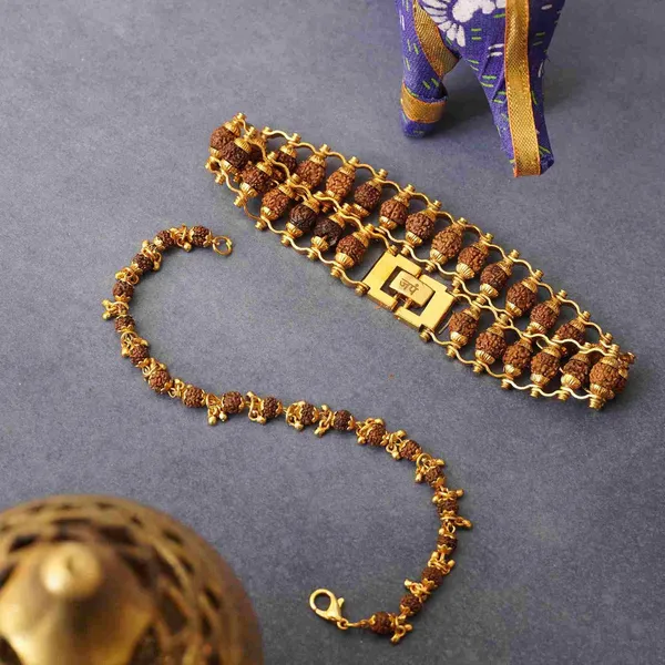 Gold_Plated_Modern_Elemental_Rudraksha_Bracelet_Combo
