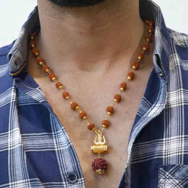 Gold_Plated_Rudraksha_Trishool_Necklace
