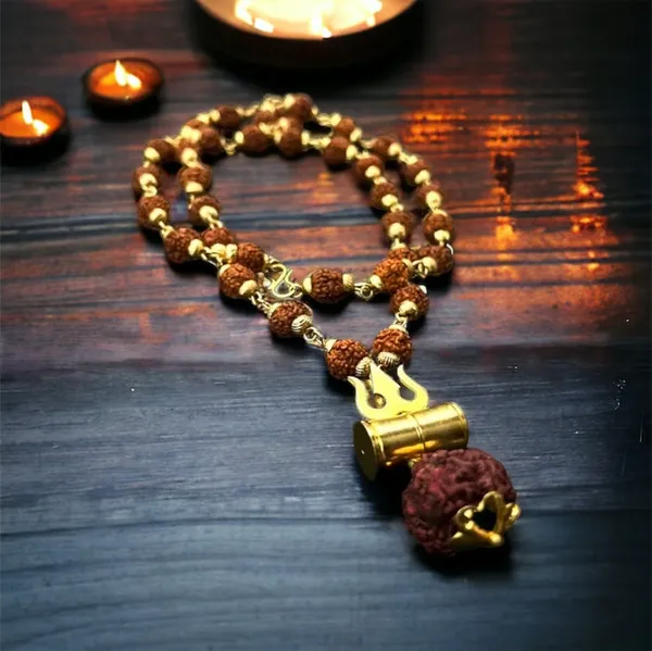Gold_Plated_Rudraksha_Trishool_Necklace
