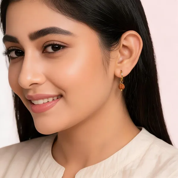 Gold_Alloy_Rudraksha_5_Mukhi_Hoop_Earrings_For_Unisex