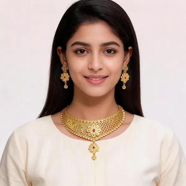 Gold_Alloy_Floral_Traditional_Necklace_Set_For_Women