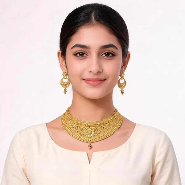 Gold_Alloy_Floral_Ornate_Traditional_Necklace_Set_For_Women