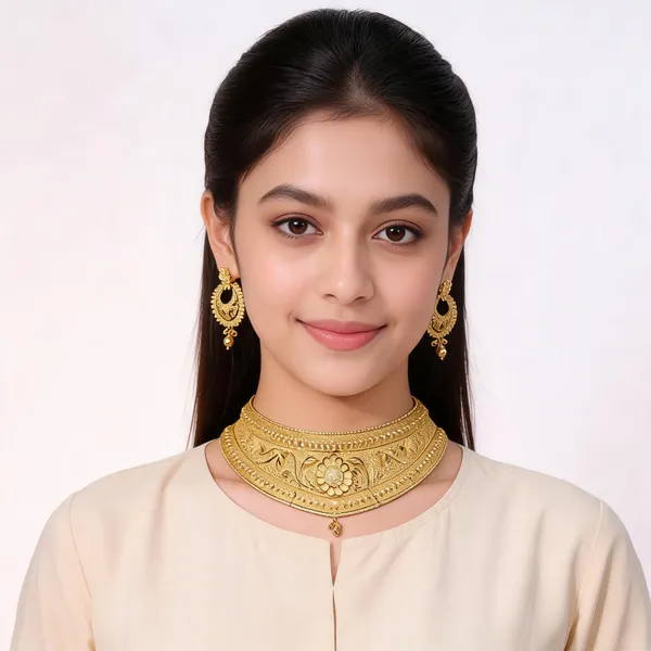 Gold_Alloy_Floral_Ornate_Traditional_Necklace_Set_For_Women