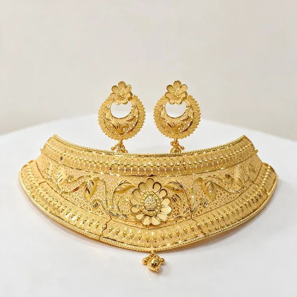 Gold__Floral_Ornate_Traditional_Necklace_Set_For_Women