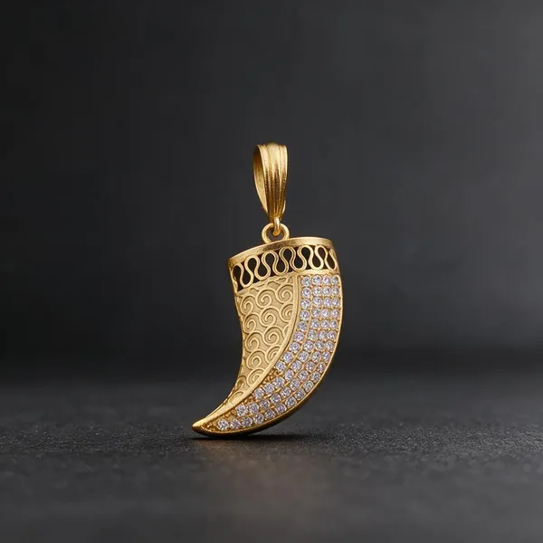 Gold__Rhinestone_Crescent_Pendant_For_Women