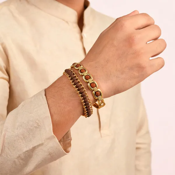 Gold_Alloy_Rudraksha_Bead_Link_Bracelet_Pair_For_Men