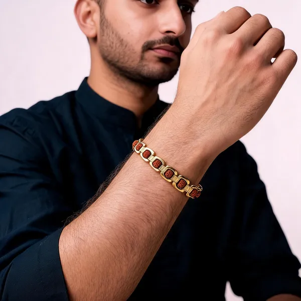 Gold_Alloy_Rudraksha_Link_Bracelet_For_Men