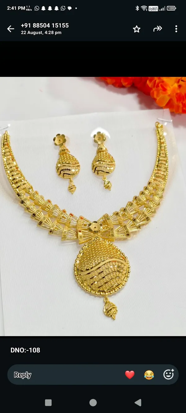 Gold_Tone_Necklace_And_Earrings_Set_For_Women