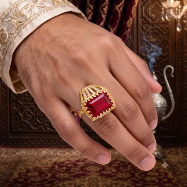 Red_Gold_Alloy_Gemstone_Signet_Ring_For_Men