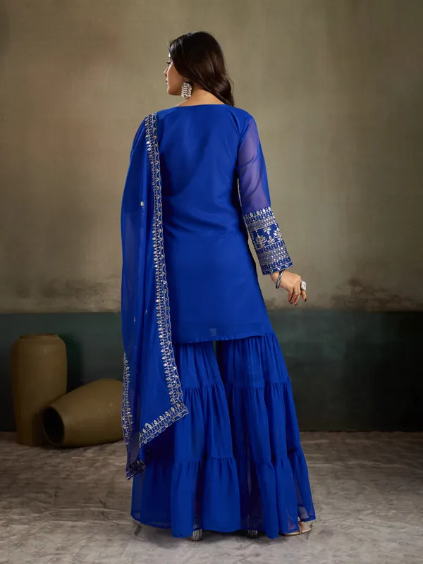 Blue_Cotton_Silk_Embroidered_Kurta_Sharara_Dupatta_Set_For_Women