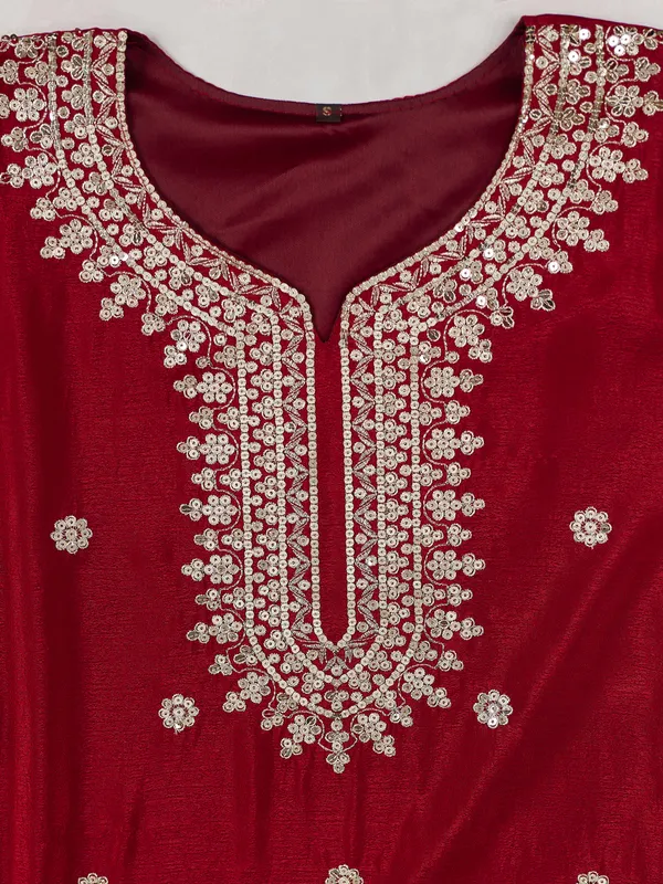 Red_Cotton_Silk_Straight_Embroidered_Palazzo_Kurta_Set_For_Women