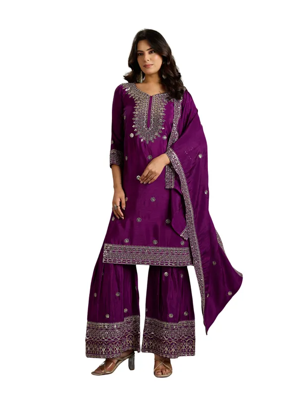 Purple_Cotton_Silk_Straight_Kurta_Palazzo_Dupatta_Set_For_Women