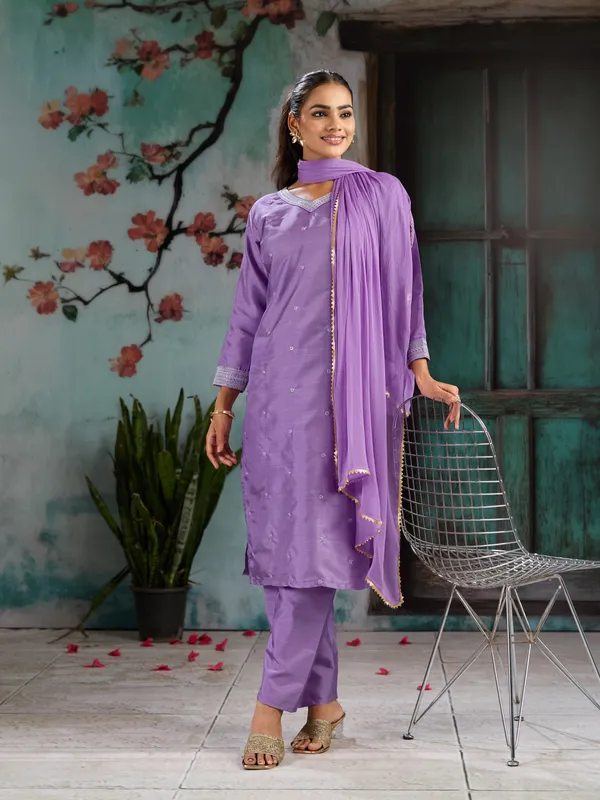 Lavender_Cotton_Silk_Straight_Kurta_Set_With_Palazzo_And_Dupatta_For_Women
