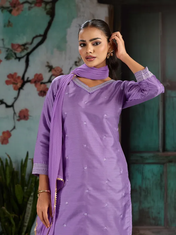 Lavender_Cotton_Silk_Straight_Kurta_Set_With_Palazzo_And_Dupatta_For_Women