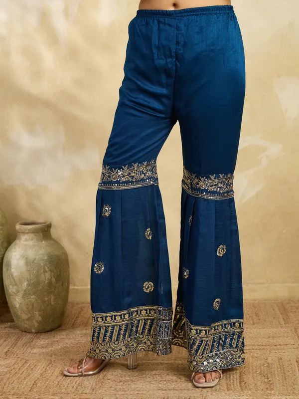 White_And_Blue_Cotton_Silk_Straight_Embroidered_Kurta_Set_With_Dupatta_For_Women