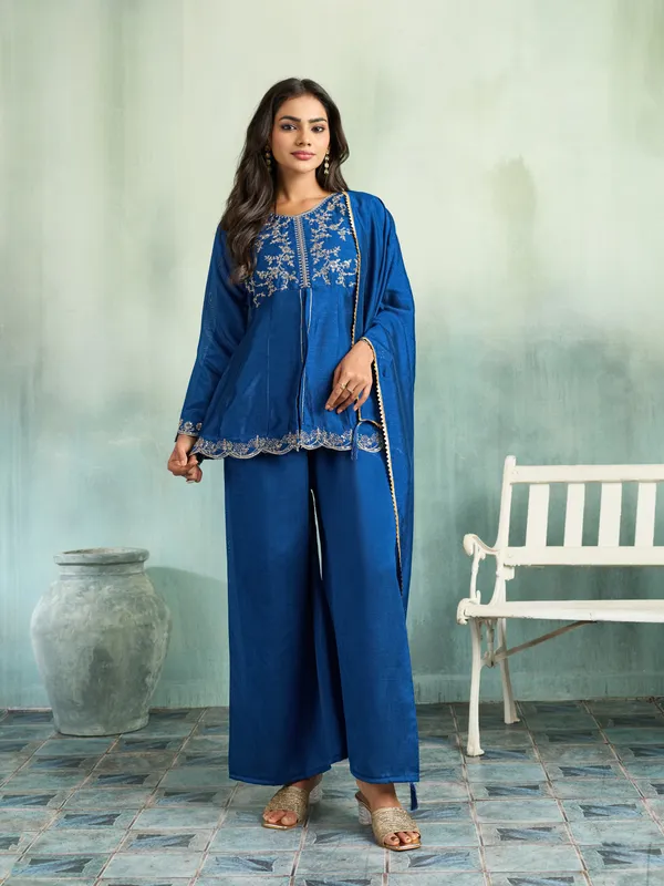 Blue_Cotton_Silk_Flared_Embroidered_Kurta_Set_For_Women