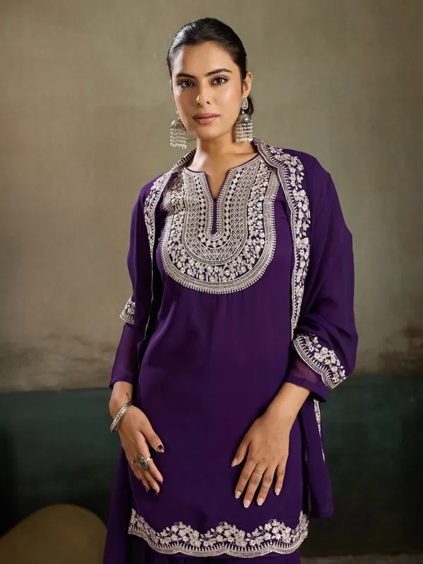 Purple_Cotton_Silk_Straight_Embroidered_Sharara_Kurta_Set_For_Women