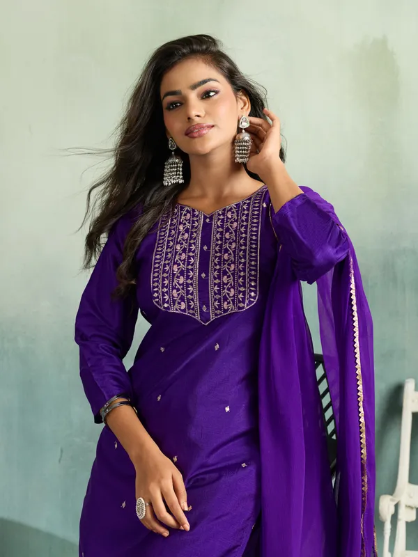 Purple_Cotton_Silk_Straight_Embroidered_Kurta_Set_With_Dupatta_For_Women