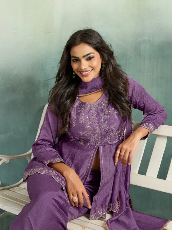 Purple_Cotton_Silk_Relaxed_Embroidered_Kurta_Set_For_Women