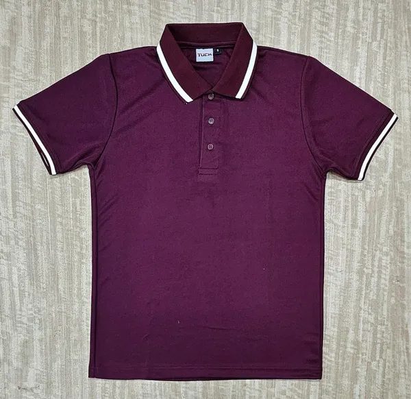 Maroon_Textured_Regular_Fit_Polo_T_Shirt_For_Men