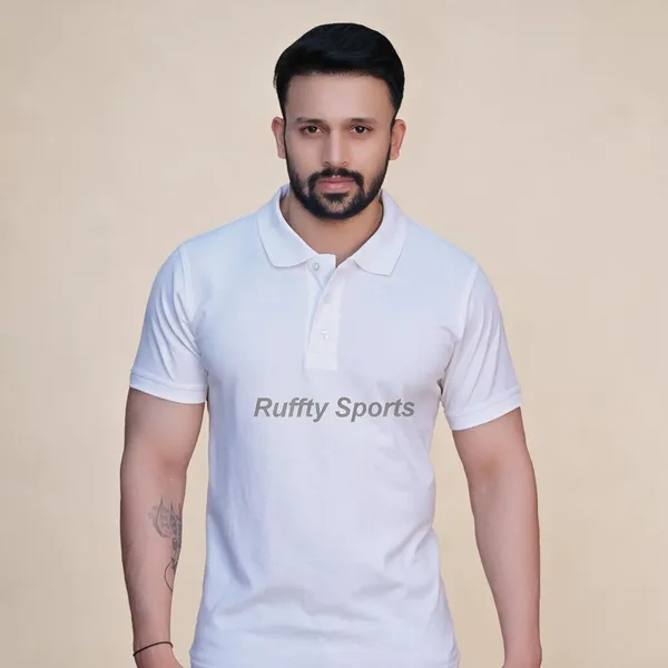 White_Cotton_Regular_Fit_Polo_T-Shirt_For_Men