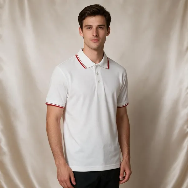 White_Cotton_Blend_Textured_Polo_T-Shirt_For_Men