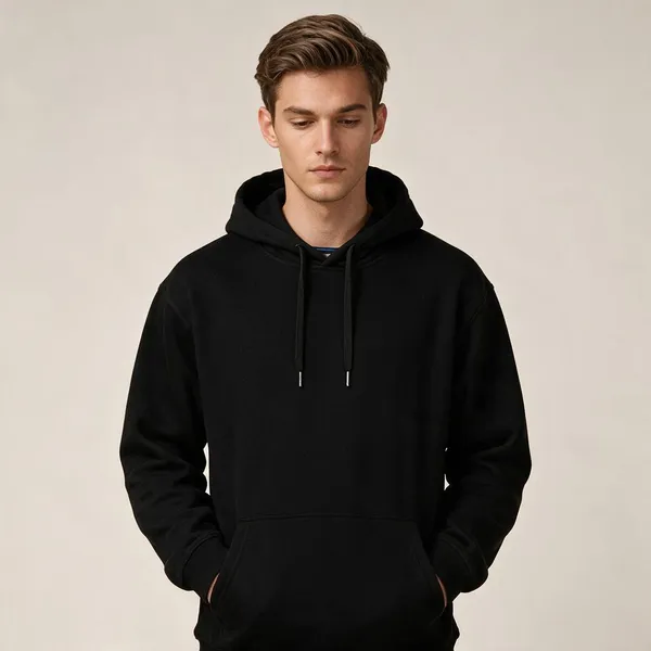 Black_Cotton_Blend_Pullover_Hoodie_For_Men