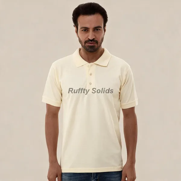 Cream_Cotton_Regular_Fit_Polo_T-Shirt_For_Men