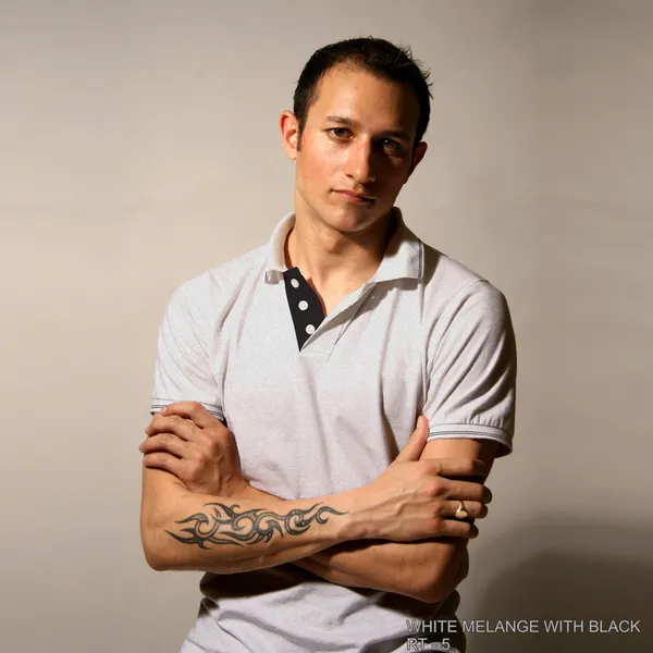 White_Melange_Short_Sleeve_Polo_T-Shirt_for_Men