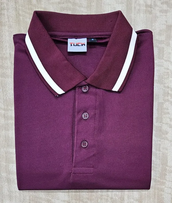 Maroon_Textured_Regular_Fit_Polo_T_Shirt_For_Men
