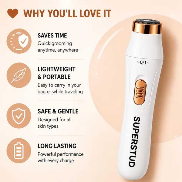 Superstud_6_In_1_Women_Trimmer_Face_Hair_Remover_For_Women_Bikini_Eyebrow_Trimmer_Rechargeable_Hair_Removal_Machine_For_Underarms_Nose_Arms_Legs_Intimate_Areas_120_Min_Runtime_White