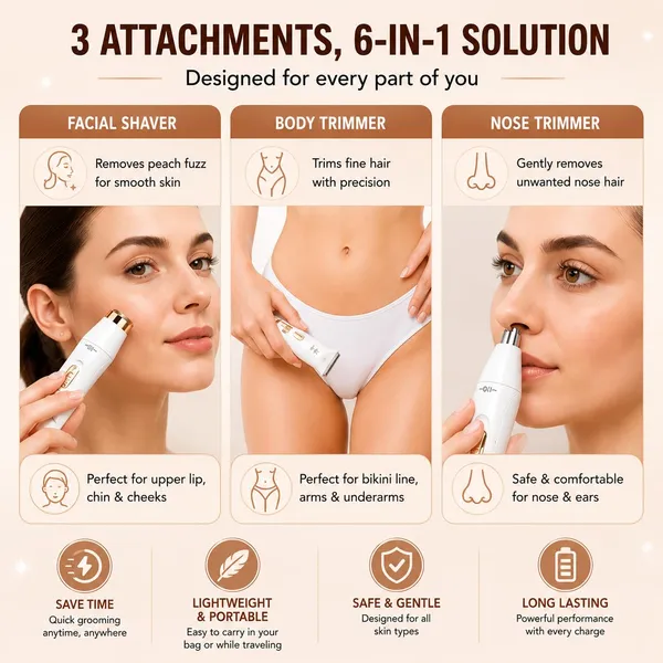 Superstud_6_In_1_Women_Trimmer_Face_Hair_Remover_For_Women_Bikini_Eyebrow_Trimmer_Rechargeable_Hair_Removal_Machine_For_Underarms_Nose_Arms_Legs_Intimate_Areas_120_Min_Runtime_White