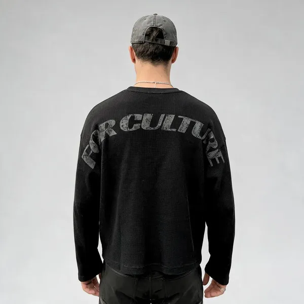 Black_Waffle_Knit_Crew_Neck_Sweatshirt_for_Men