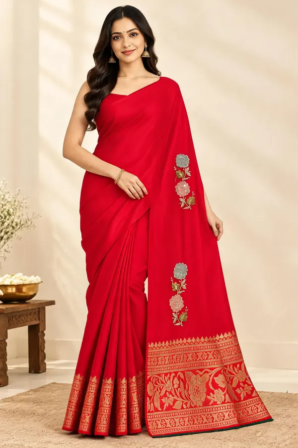 Red_Fandy_Woven_Traditional_Saree_For_Women