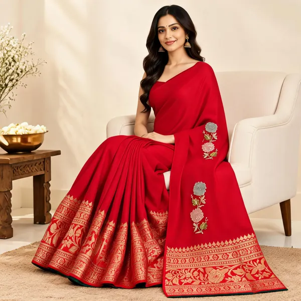 Red_Fandy_Woven_Traditional_Saree_For_Women