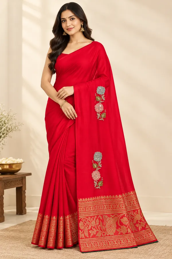 Red_Fandy_Woven_Traditional_Saree_For_Women