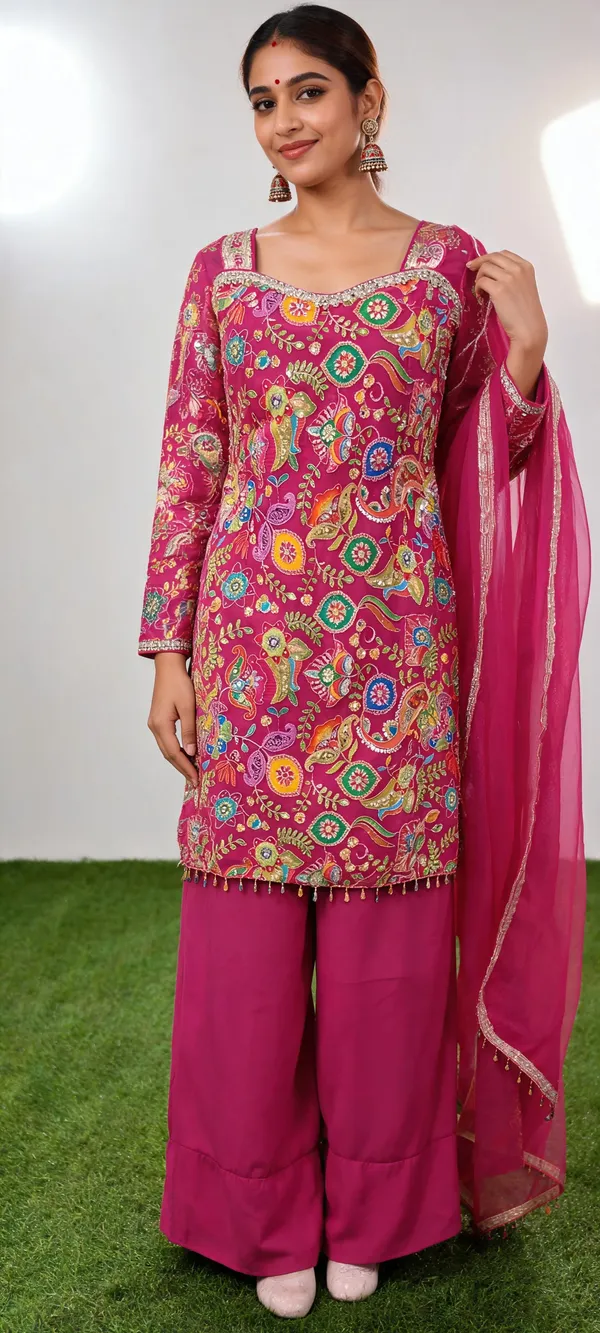 Pink_Banarsi_Embroidered_Kurta_Palazzo_Set_With_Dupatta_For_Women