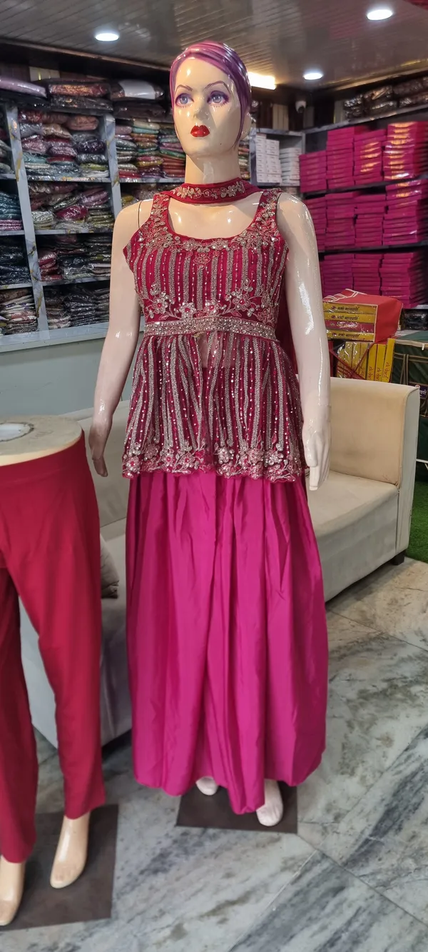 Maroon_Banarsi_Embellished_Lehenga_Set_For_Women