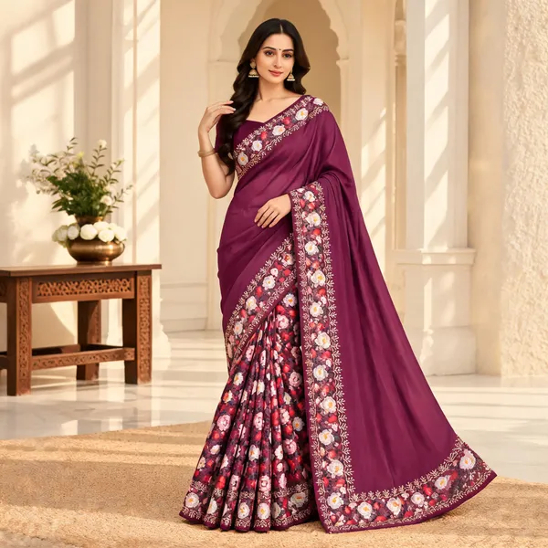 Purple_Saran_Silk_Floral_Print_Saree_For_Women