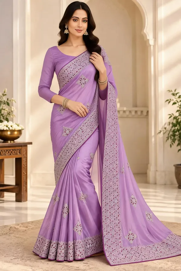 Lilac_Chiffon_Embroidered_Saree_For_Women