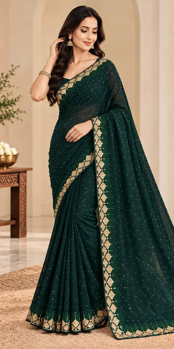 Dark_Green_Net_Embellished_Dupatta_For_Women
