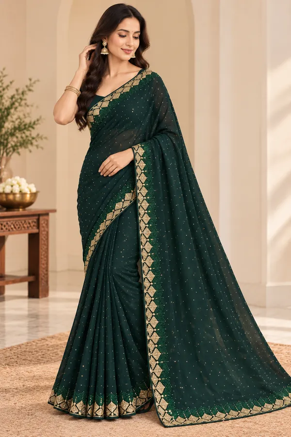 Dark_Green_Net_Embellished_Dupatta_For_Women