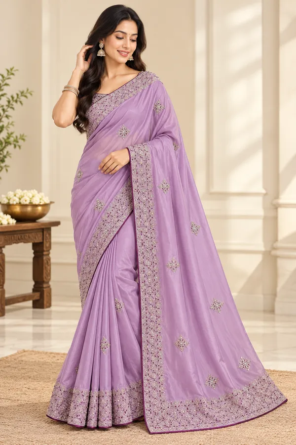 Lavender_Satin_Silk_Embellished_Saree_For_Women